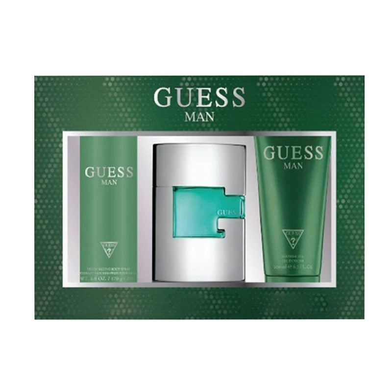 GUESS - Guess para hombre / SET - 75 ml Eau De Toilette Spray + 200 ml Shower Gel + 226 ml Deodorizing Body Spray