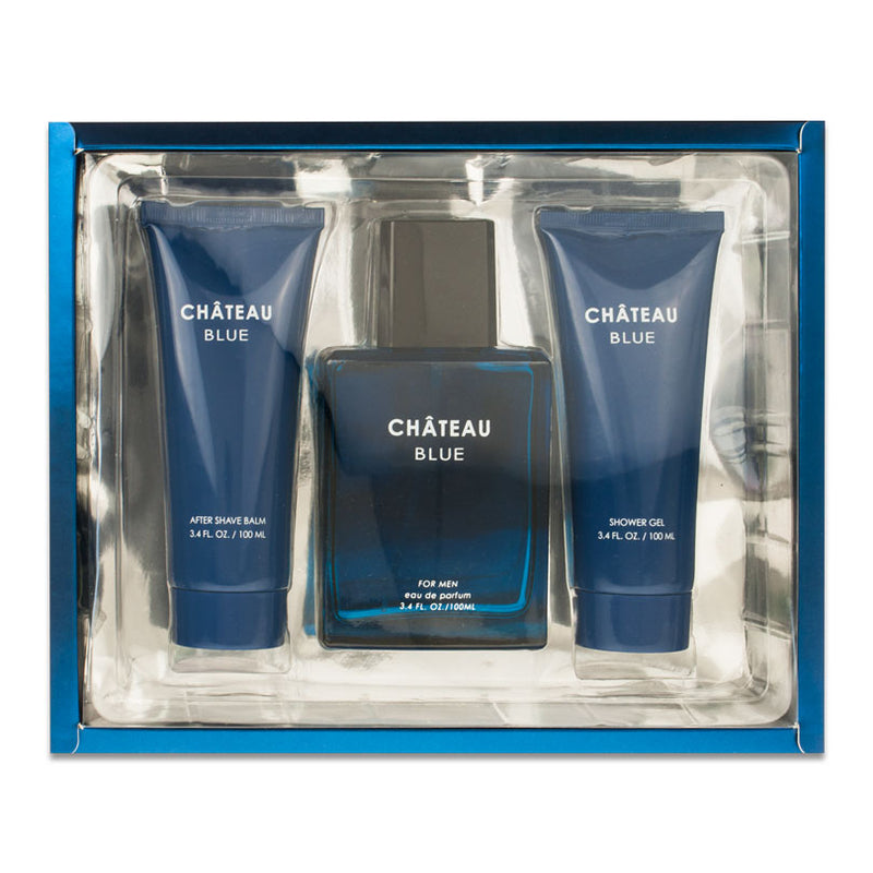 SANDORA COLLECTION - Sandora Chateau Blue para hombre / SET - 100 ml Eau De Parfum Spray + 100 ml Shower Gel + 20 ml Travel EDP