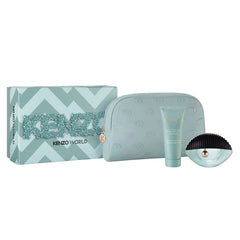 KENZO - Kenzo World para mujer / SET - 75 ml Eau De Parfum Spray + 75 ml Body Lotion + Cosmetiquera