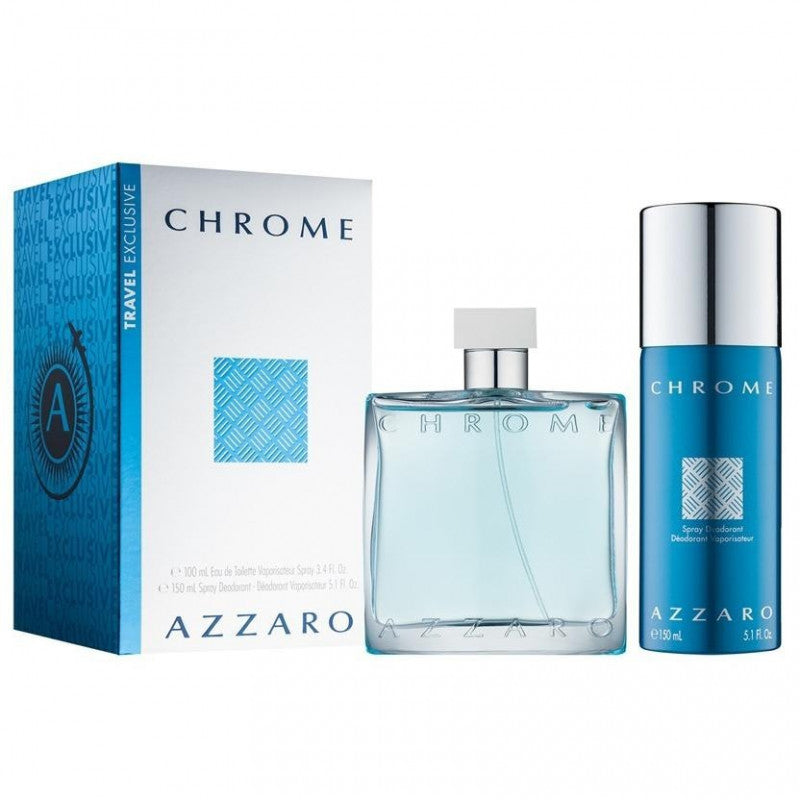 AZZARO - Azzaro Chrome para hombre / SET - 100 ml Eau De Toilette Spray + 150 ml Spray Deodorant