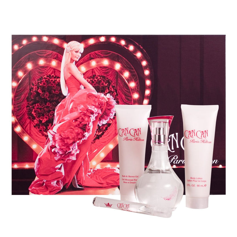 PARIS HILTON - Can Can para mujer / SET - 100 ml Eau De Parfum Spray + 90 ml Hair & Body Lotion + 118 ml Body Glistening Lotion + 10 ml EDP