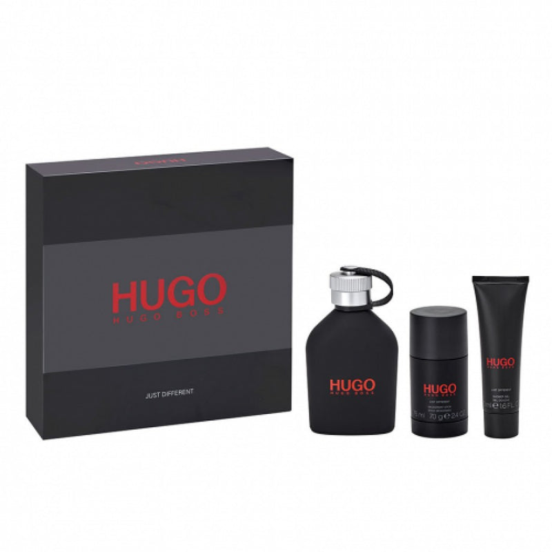 HUGO BOSS - Hugo Just Different para hombre / SET - 125 ml Eau De Toilette Spray + 75 ml Deodorant Stick + 50 ml Shower Gel