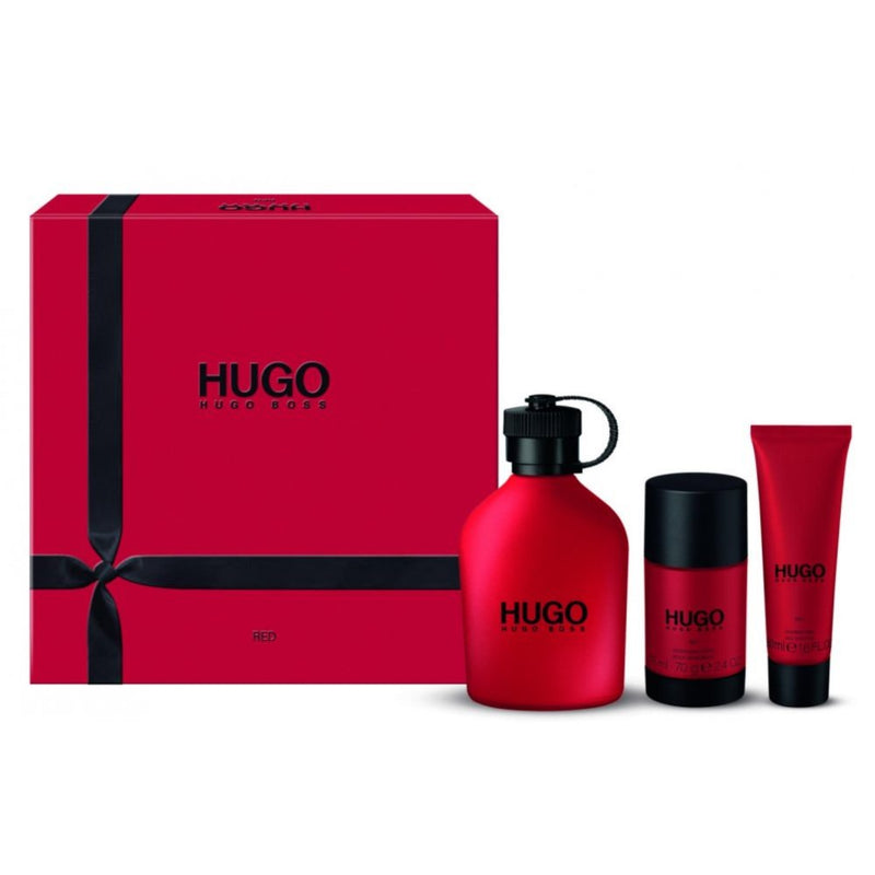 HUGO BOSS - Hugo Red para hombre / SET - 125 ml Eau De Toilette Spray + 75 ml Deodorant Stick + 50 ml Shower Gel