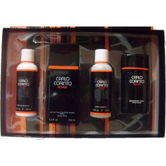 CARLO CORINTO - Carlo Corinto Rouge para hombre / SET - 100 ml Eau De Toilette Spray + Body shampoo 100 ml + After Shave Balm 100 ml + Jabón 150 g
