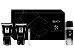 CARLO CORINTO - Carlo Corinto Black para hombre / SET - 100 ml Eau De Toilette Spray + Mini fragancia EDT 10 ml + Body shampoo 100 ml + After Shave Gel 100 ml