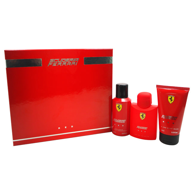 FERRARI - Ferrari Scuderia Red para hombre / SET - 125 ml Eau De Toilette Spray + 150 ml Hair and Body Wash + 150 ml Deodorant Spray