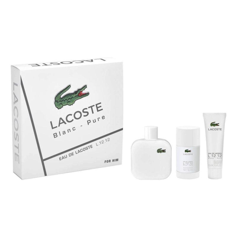 LACOSTE - Eau de Lacoste L.12.12 Pour Lui Blanc para hombre / SET - 100 ml Eau De Toilette Spray + 50 ml Shower Gel + 75 gr Deodorant Stick