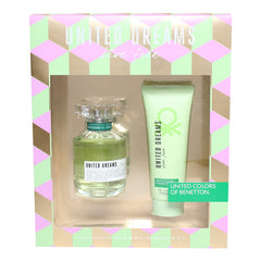 BENETTON - United Dreams Live Free para mujer / SET - 80 ml Eau De Toilette Spray + 150 ml Deodorant Spray