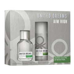 BENETTON - United Dreams Aim High para hombre / SET - 100 ml Eau De Toilette Spray + 1 Regalo