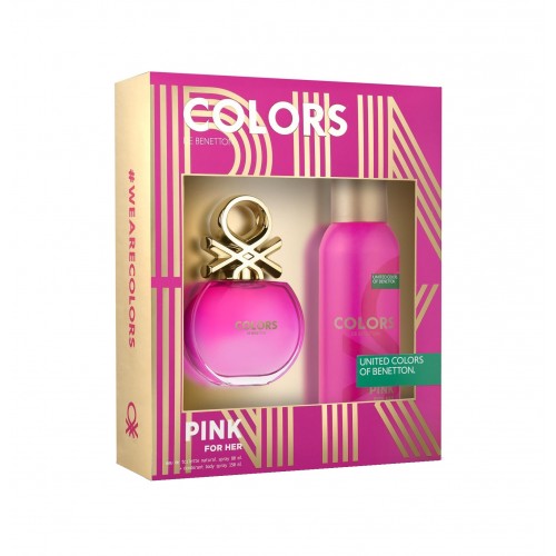 BENETTON - Colors Pink para mujer / SET - 80 ml Eau De Toilette Spray + 150 ml Deodorant Spray