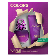BENETTON - Colors Purple para mujer / SET - 80 ml Eau De Toilette Spray + 75 ml Body Lotion