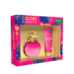 BENETTON - Colors Pink para mujer / SET - 80 ml Eau De Toilette Spray + 75 ml Body Lotion