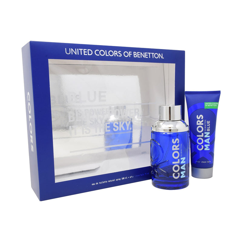 BENETTON - Colors Blue Man para hombre / SET - 100 ml Eau De Toilette Spray + 75ml After Shave
