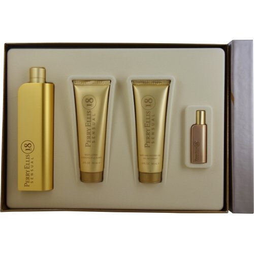 PERRY ELLIS - Perry Ellis 18 Sensual para mujer / SET - 100 ml Eau De Toilette Spray + 90 ml Boby Lotion + 90 ml Shower Gel + 7.5 ml Mini EDP