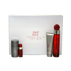 PERRY ELLIS - 360º Red para hombre / SET - 100 ml Eau De Toilette Spray + 90 ml Shower Gel + 90 ml After Shave Balm + 7.5 ml EDT Spray