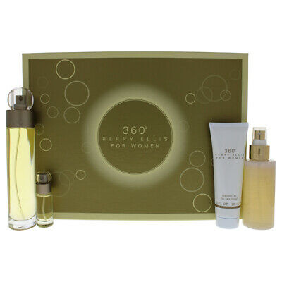 PERRY ELLIS - 360º para mujer / SET - 100 ml Eau De Toilette Spray + 236 ml Body Spray + 90 ml shower Gel + 7.5 ml mini EDT